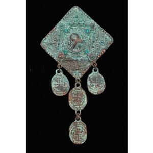 Butler & Wilson Vintage Pin Brooch Copper Patina Antiqued Chunky B&W Signed Bin7